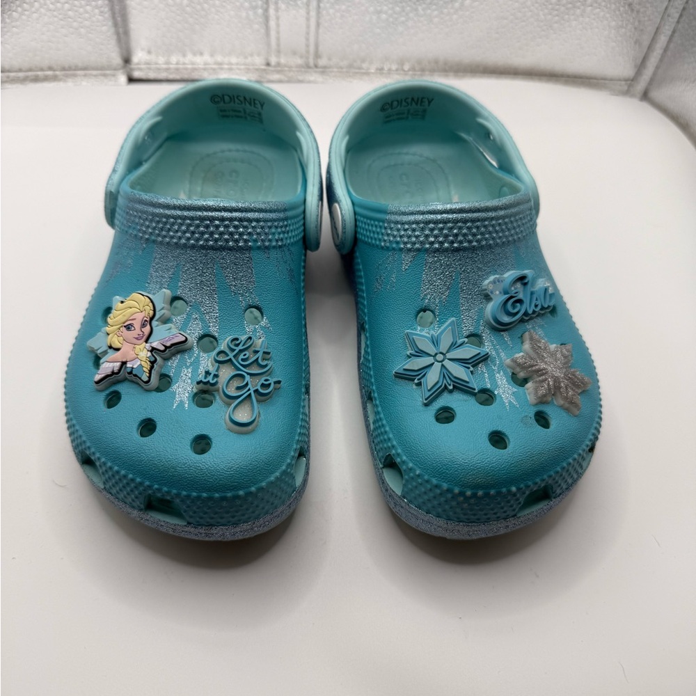Disney Frozen Crocs kids Elsa classic clogs‎ - Teal and Silver